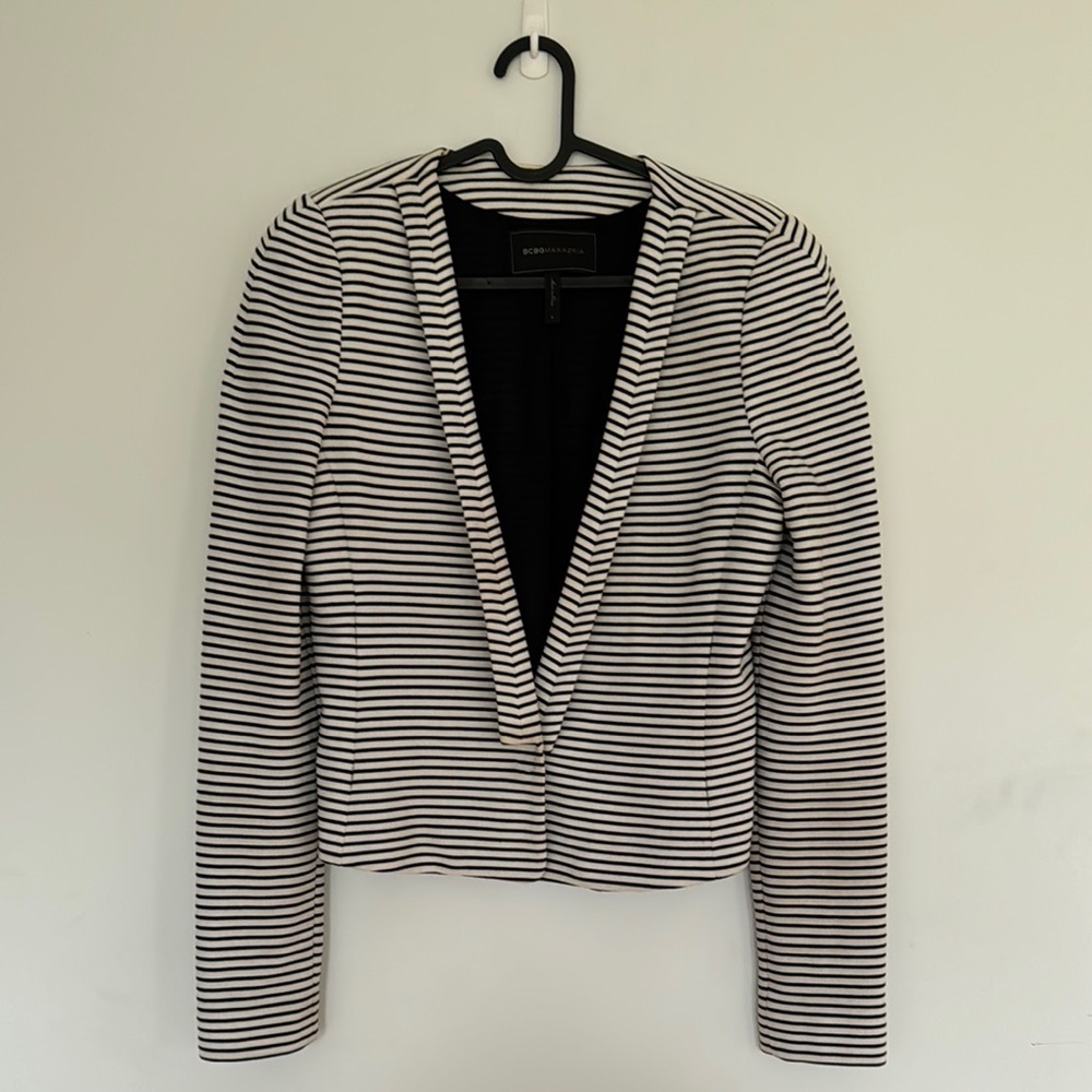 BCBG Maxazria Black and White Striped Women's Jacket